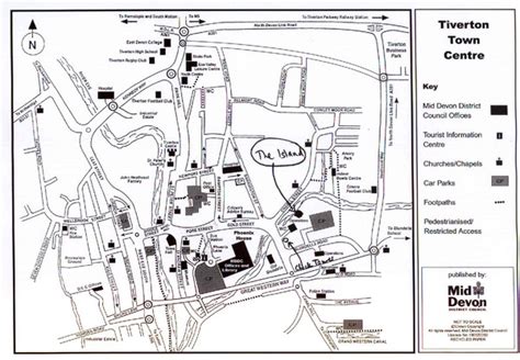 map of tiverton town centre.